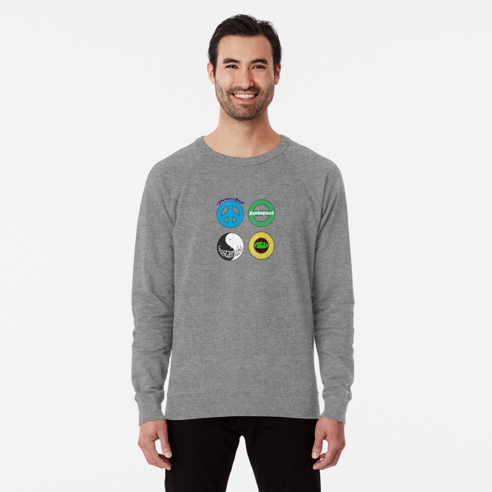 peaceful ecological sustainable vegan lightweight sweatshirt