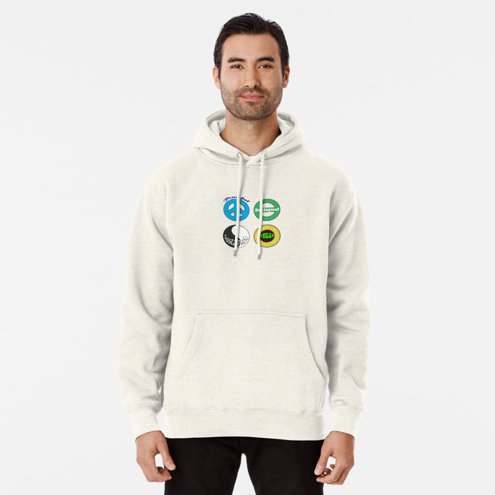peaceful ecological sustainable vegan pullover hoodie