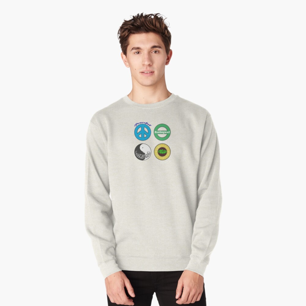 peaceful ecological sustainable vegan pullover sweatshirt