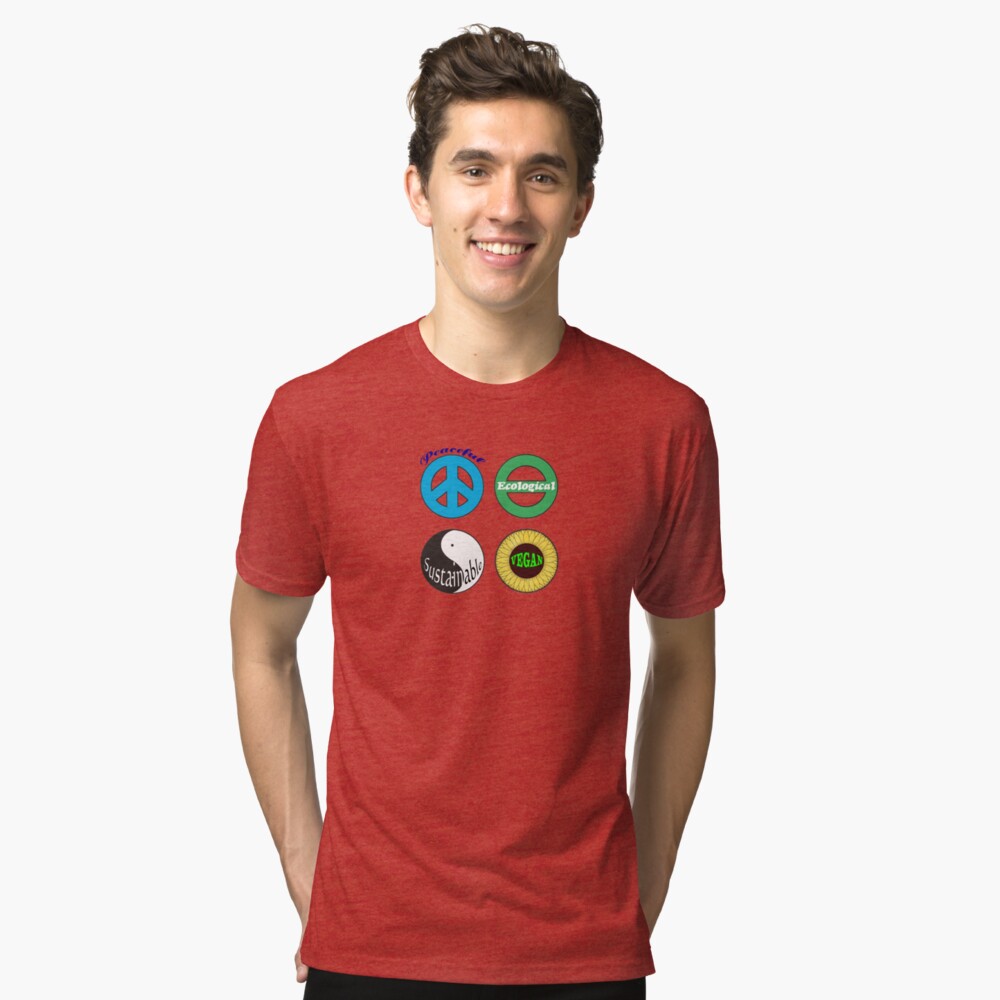 peaceful ecological sustainable vegan tri-blend t-shirt