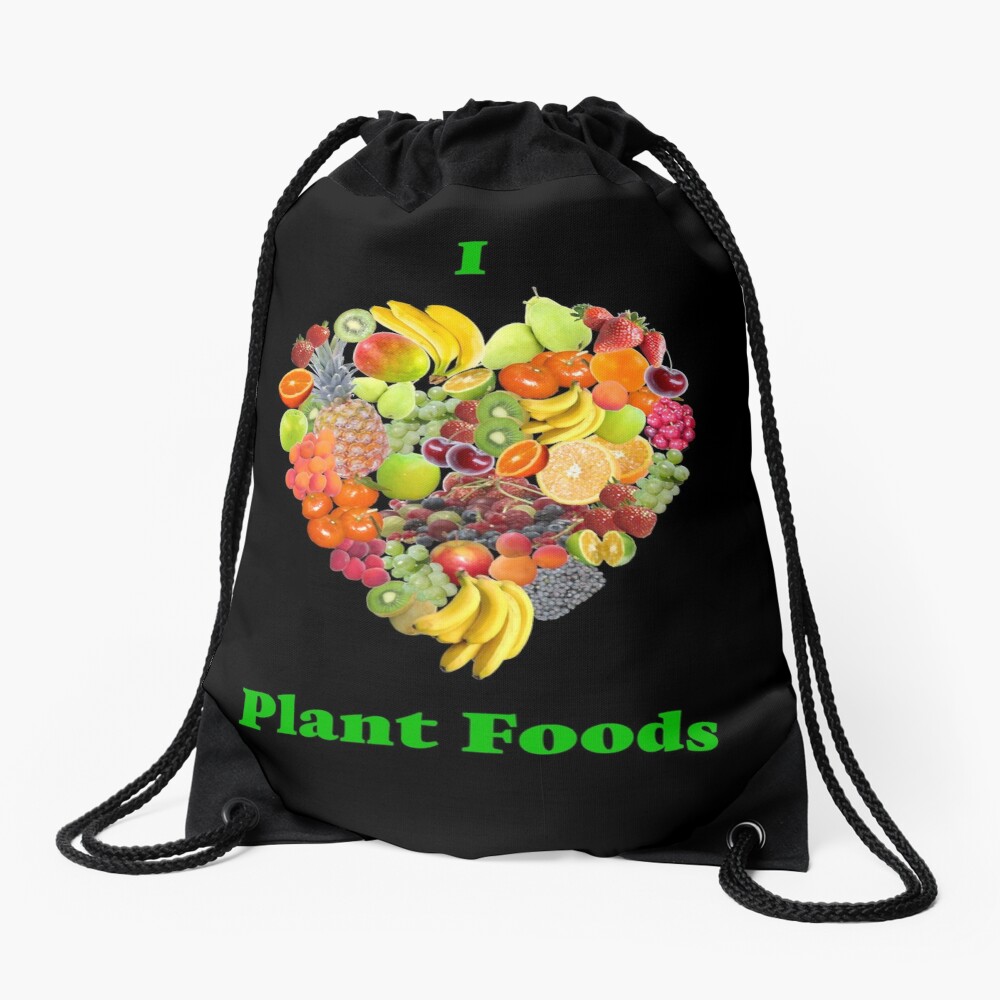 I Heart Plant Foods Drawstring Bag
