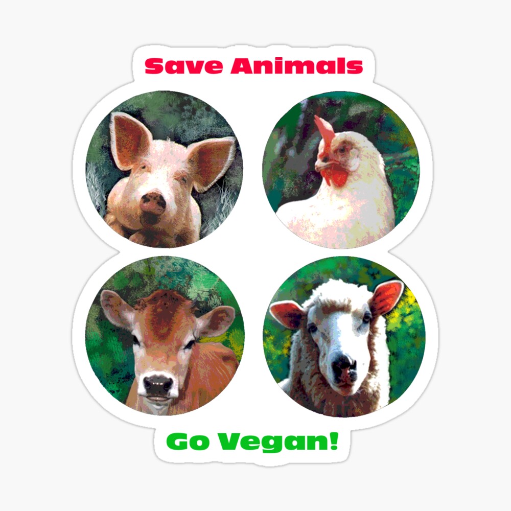 Save Animals – Go Vegan! Glossy Sticker