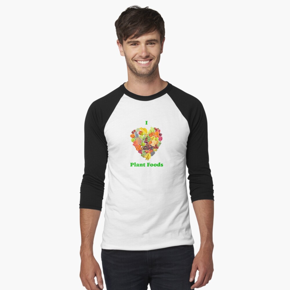I Heart Plant Foods Baseball Sleeve T-Shirt