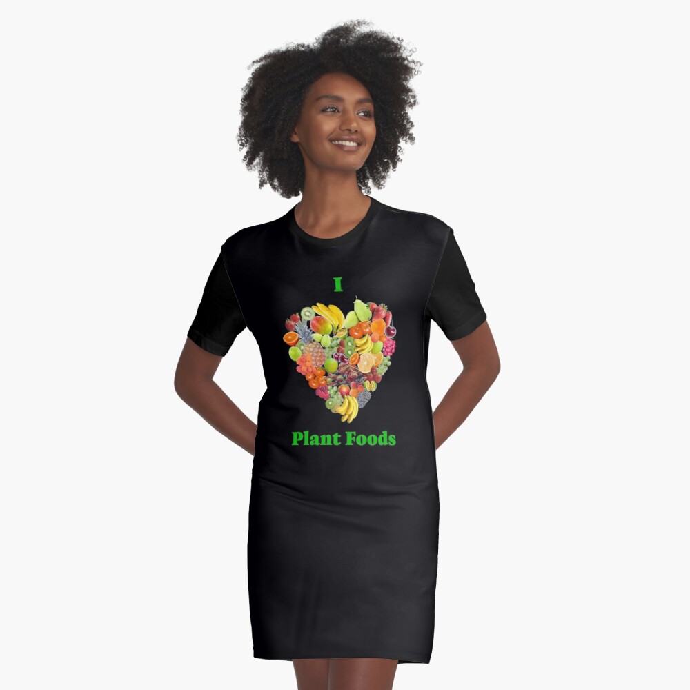 I Heart Plant Foods Graphic T-Shirt Dress