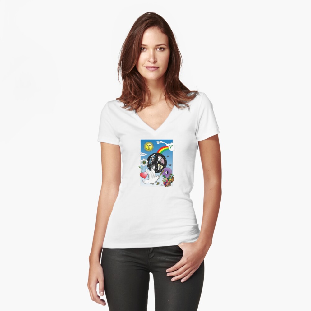Peace + Plants Fitted V-Neck T-Shirt