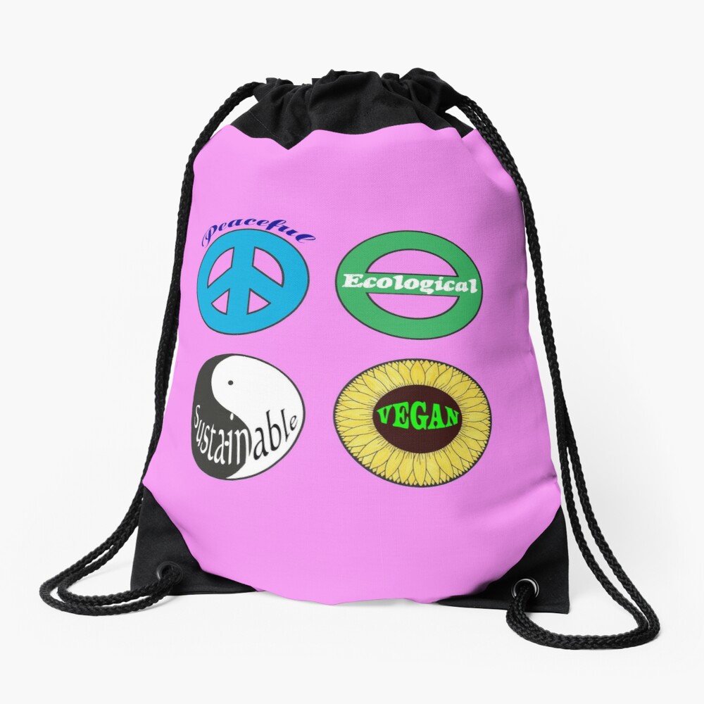 Peaceful - Ecological - Sustainable - Vegan Drawstring Bag