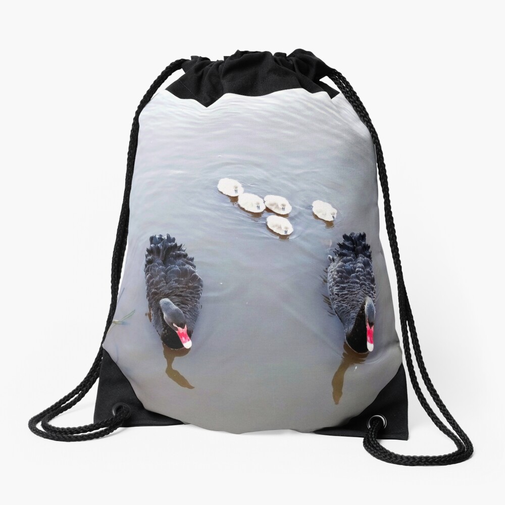 Black Swan Family Drawstring Bag