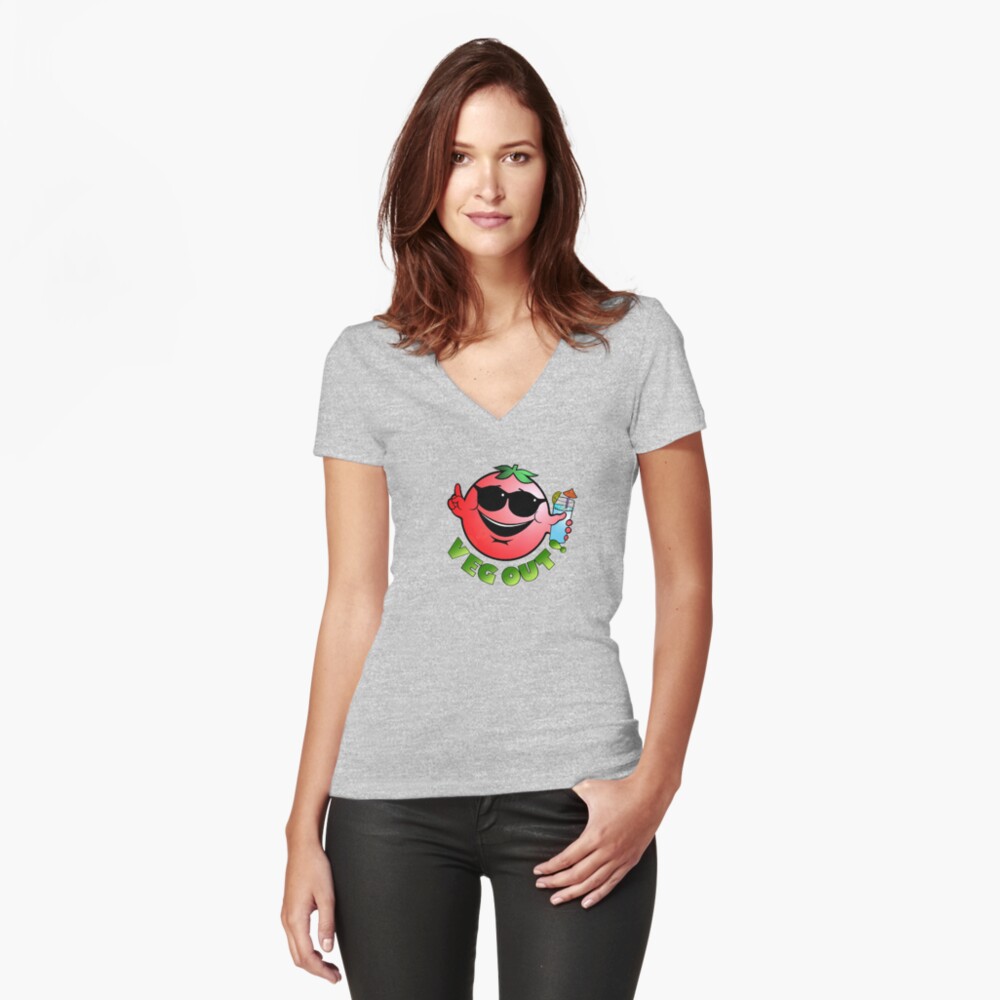Veg Out! Fitted V-Neck T-Shirt