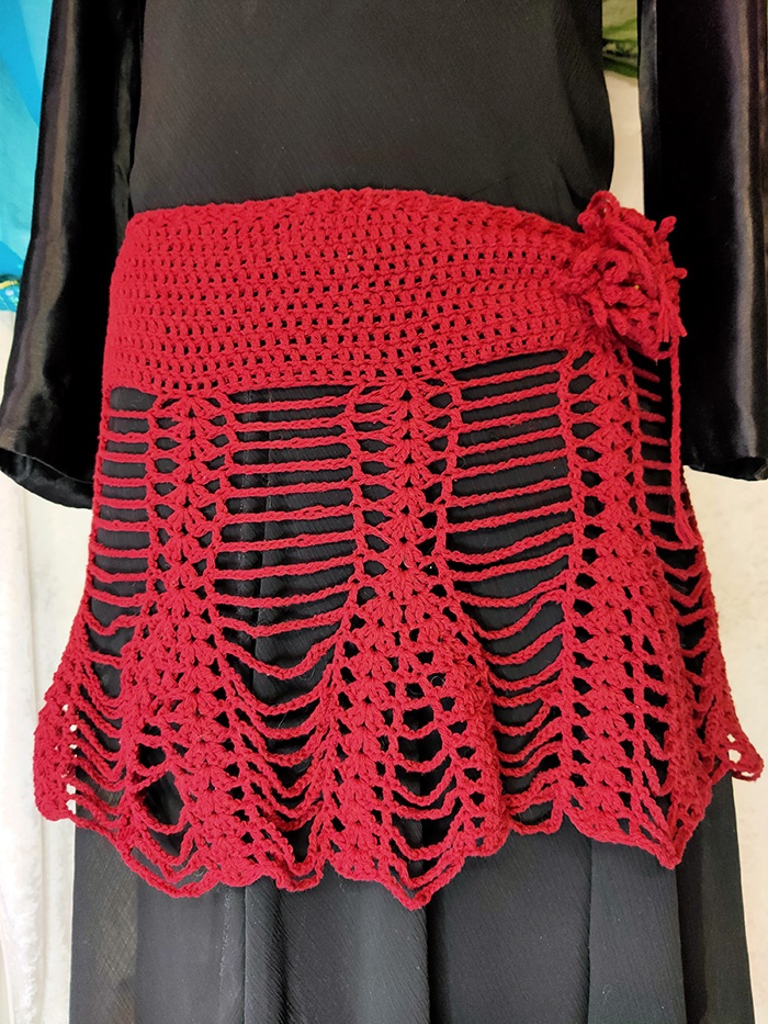 red crochet skirt