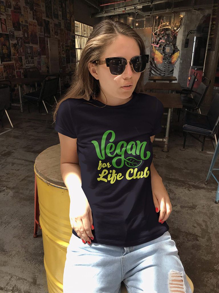 vegan for life club t-shirt
